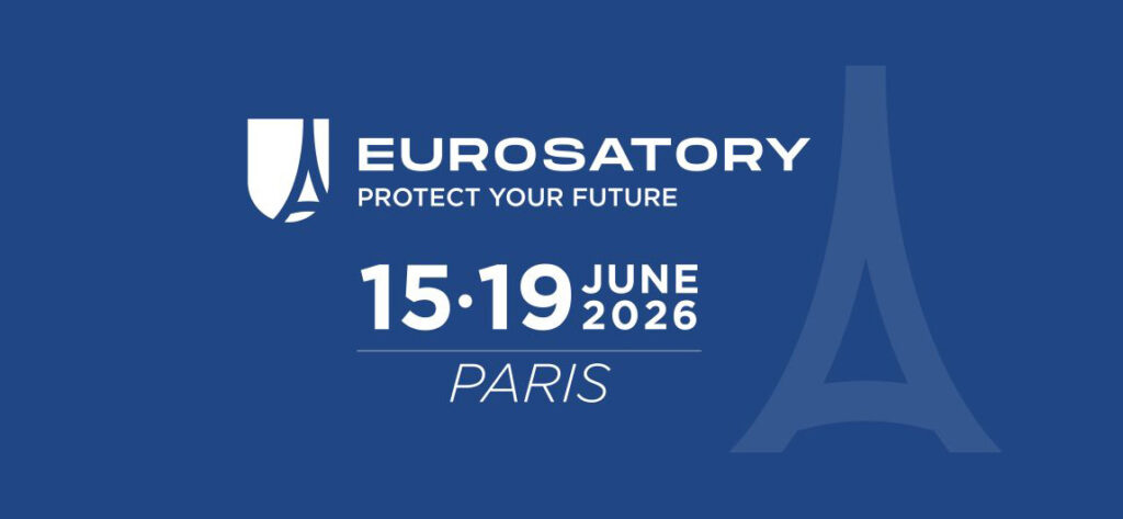 Logo et détails de l'événement Eurosatory à Paris, 15-19 juin 2026.